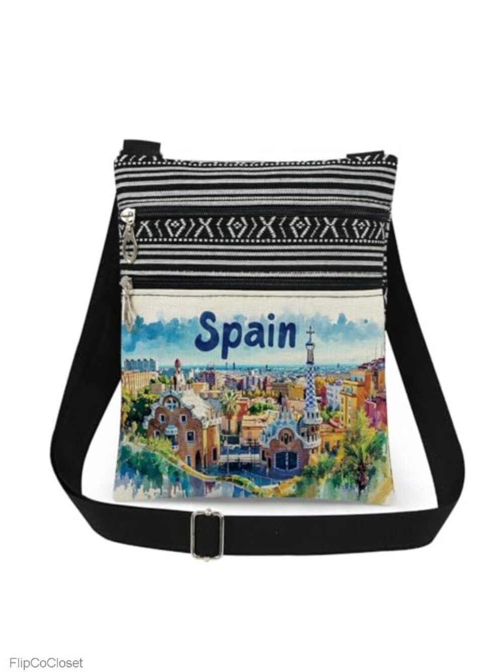 Polyester Crossbody Bag Adjustable Strap Double Layer Zip Purse